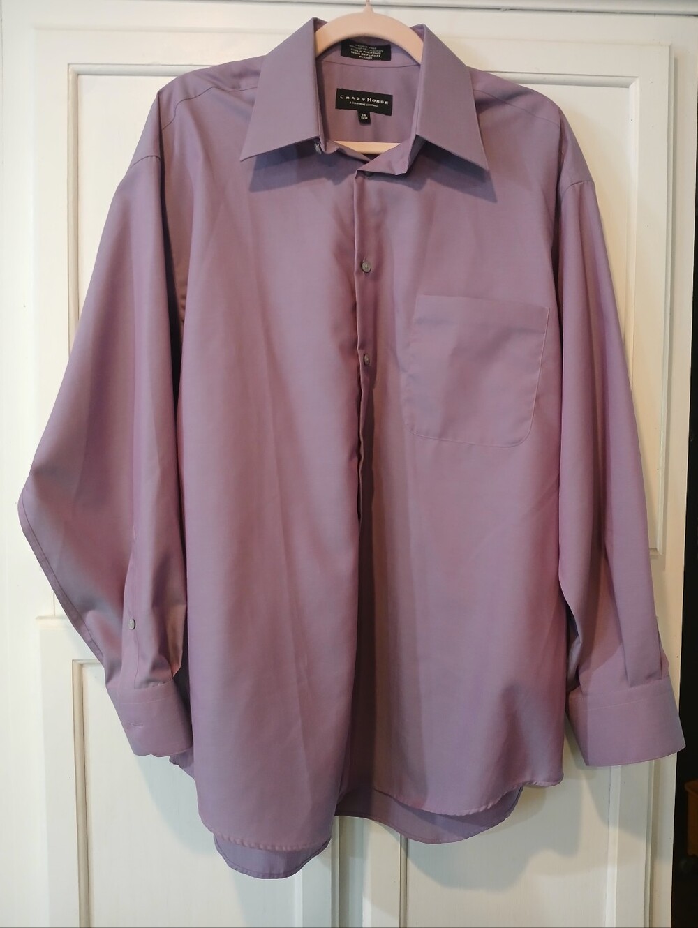 Crazy Horse dress shirt is a lavender, long-sleeve, button-up, men's 16/ 32-33